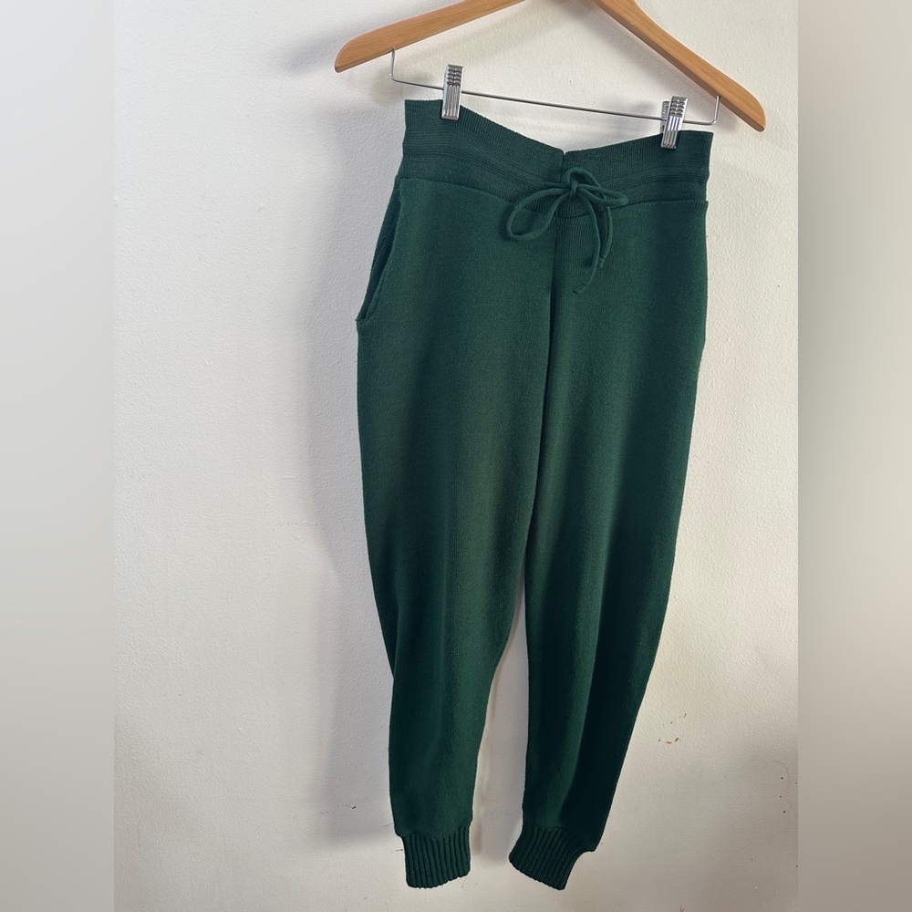PRETTYLITTLETHING Loose Knit Forest Green Joggers SIZE SMALL Stretch Cozy Winter - Picture 1 of 6
